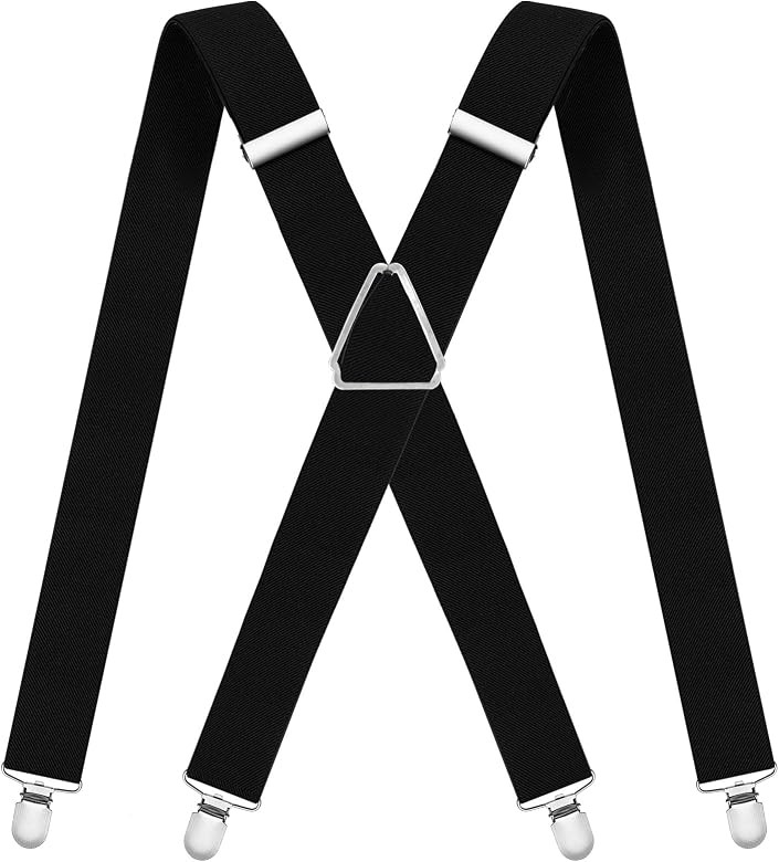 WOXVM Mens Suspenders Adjustable Braces with 4 Strong Metal Clips Elastic X Back Heavy Duty Suspe... | Amazon (US)