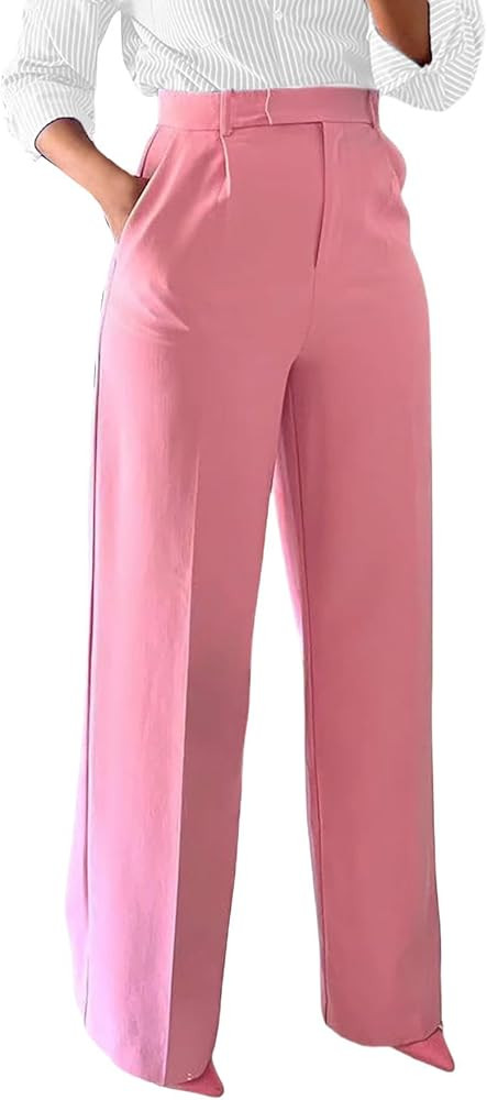 Unybwonn Women Wide Leg Dress Pants High Waisted Straight Leg Business Slacks Work Pants Casual B... | Amazon (US)