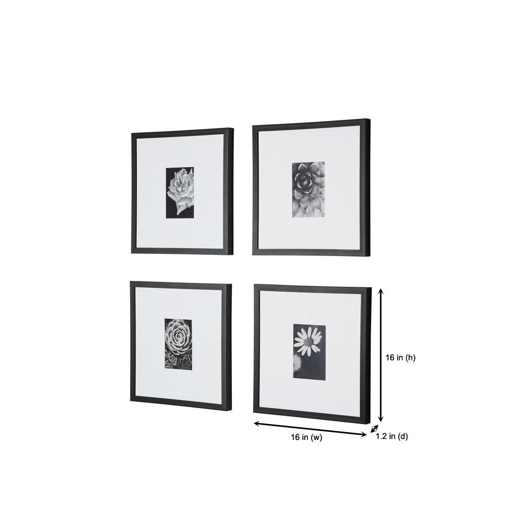 StyleWell Black Frame with White Matte Gallery Wall Picture Frames (Set of 4) | The Home Depot