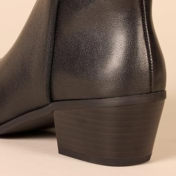 Amazon Essentials Women's Low Heel Ankle Boots with Side Zipper, Stacked Block Heel | Amazon (US)
