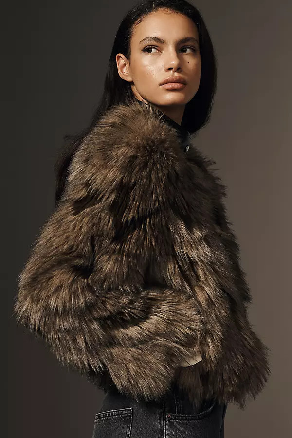 APPARIS Lillet Patchwork Faux-Fur Jacket | Anthropologie (US)