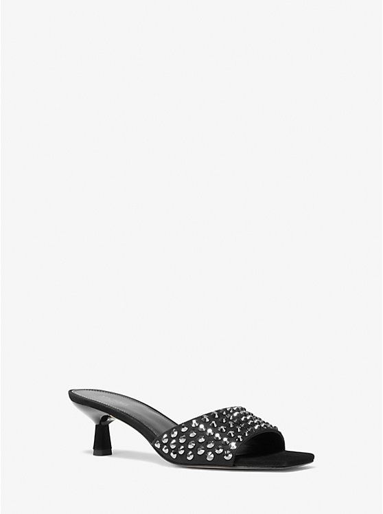 Amal Embellished Faux Suede Kitten Sandal | Michael Kors US