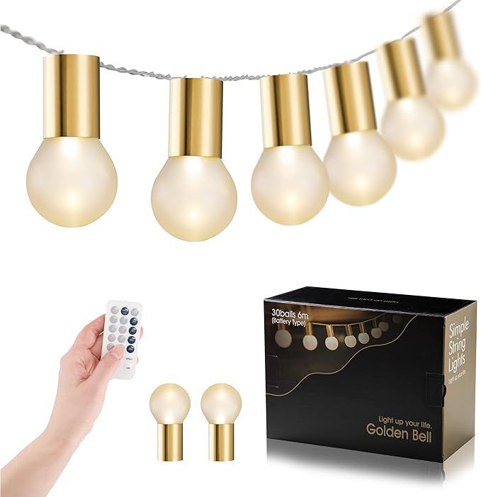 HelloDot - Golden Bell String Lights Globe Fairy Lights 23FT, 30LED Bulbs, Battery Operated for I... | Amazon (US)