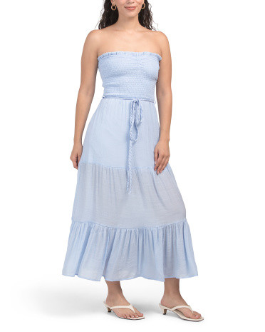Strapless Maxi Dress With Rope Belt | TJ Maxx
