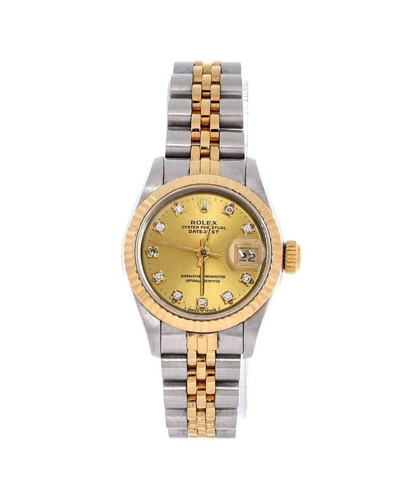 Pre-Owned Rolex Oyster Perpetual Datejust Automatic Watch in Stainless Steel and Gold with Diamond Markers 26mm | Bloomingdale's (US)