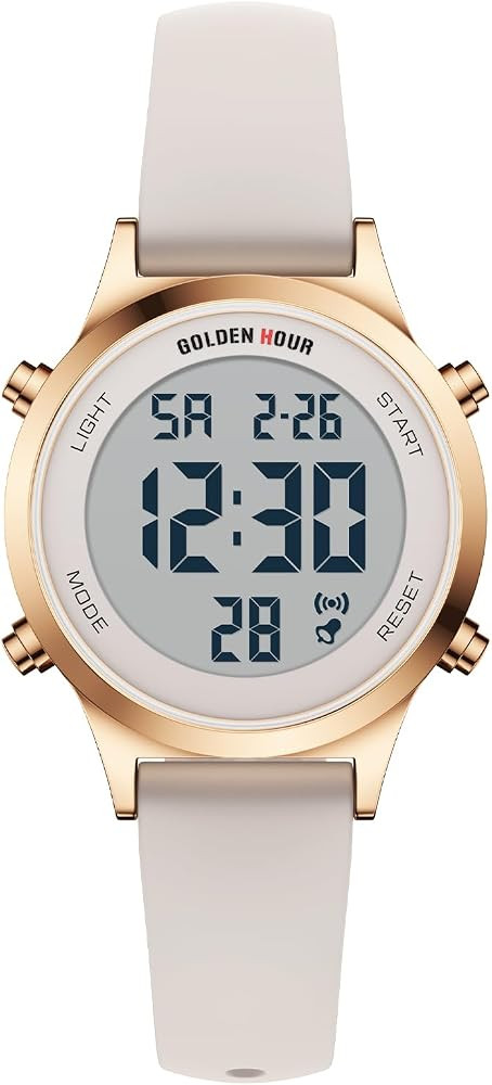 GOLDEN HOUR Waterproof Women's Digital Sports Watches with Silicone Strap, Alarm Calendar Stopwat... | Amazon (US)