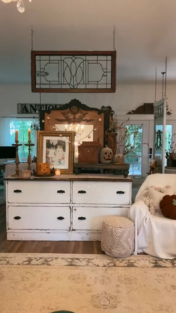 Vintage fall decor here at the cottage. 

Vintage fall decor, fall decor, cottage vibes, fall table decor, pumpkin pillow, jack o lantern, Deb and Danelle 

#LTKSeasonal #LTKhome #LTKHalloween