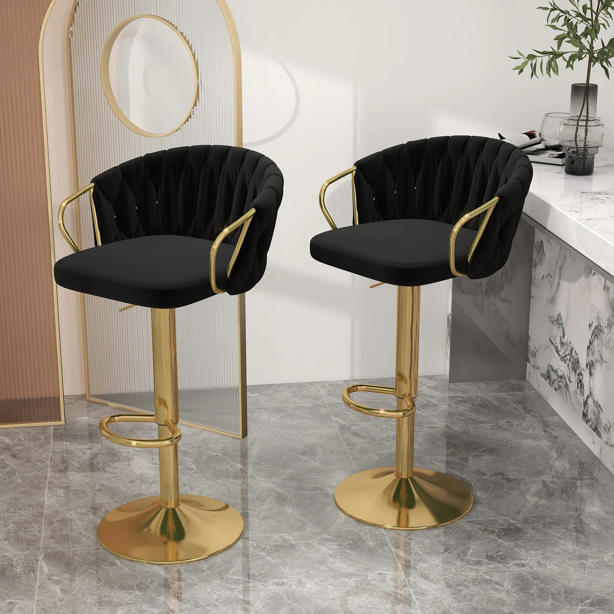 Christal Swivel Upholstered Adjustable Height Counter Stool (Set of 2) | Wayfair North America