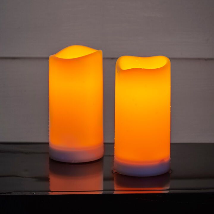 Open Box Thea Solar Powered Candles, Set of Two, 4"x 6" | Lights.com