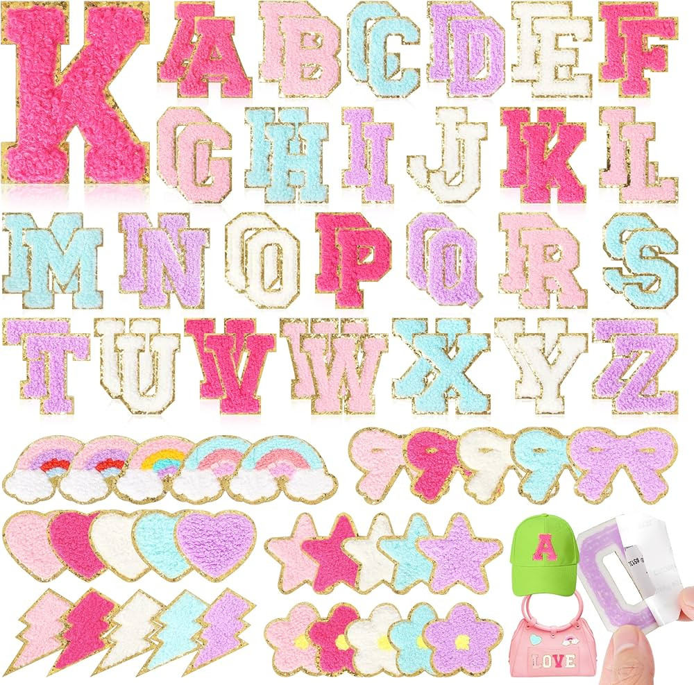 Chenille Letter Patches Self-Adhesive for Backpacks: Funcolor 82PCS Stick on Varsity Letter Patch... | Amazon (US)