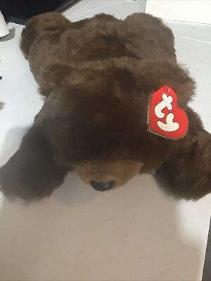 TY Classic "PAWS" Large Brown Bear 18” Laying Plush Stuffed Soft Shiny Fur 1996 | eBay US