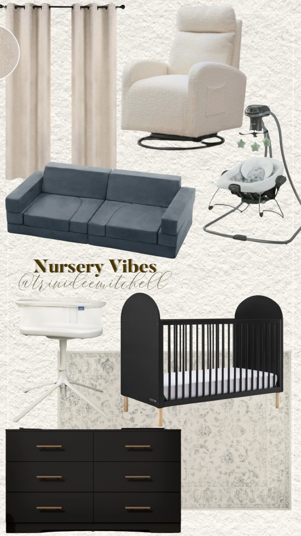 Gender Neutral Nursery inspiration by Walmart 

Delta Children Reese 4-in-1 Convertible Crib - Greenguard Gold Certified, Ebony/Natural

Kadyn White Chest of Drawer, 6 Double Drawer Dresser for Bedroom, Modern Storage Cabinet for Living Room, Nursery Dresser

Muumblus Teddy Nursery Glider Swivel Glider Rocking Chair with Lumbar Pillow, White

Halo® Bassinest® Swivel Sleeper 3.0, 2-in-1 System, Flat Bassinet + Portable Nest, Infant, Solid Grey

SAFAVIEH Carnegie Collection CNG621D Cream / Grey Rug

Superior Senna Traditional Blackout Curtain Set of 2, 42" x 108", Beige

Graco Simple Sway 2-in-1 Swing, Emersyn

Kids Sofa Couch 9-Pieces, Multifunctional Play Couch Sofa for Kids, Modular Toddler Couch for Playroom, Gift for Kids, Gray

Kids Sofa Couch 9-Pieces, Multifunctional Play Couch Sofa for Kids, Modular Toddler Couch for Playroom, Gift for Kids, Gray

#LTKbaby #LTKhome #LTKfamily