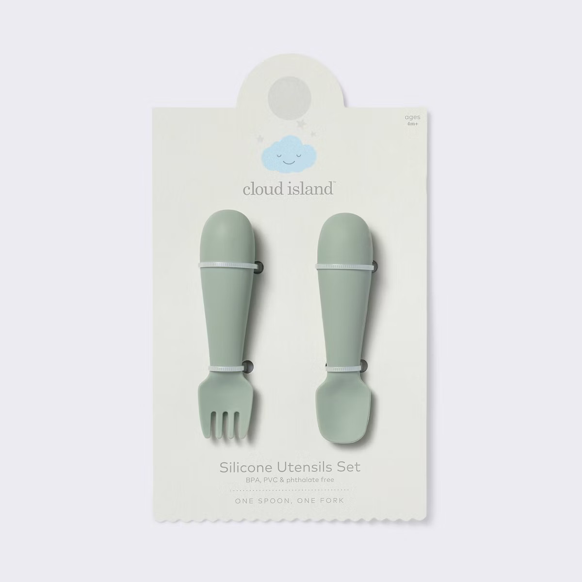 Silicone Spoon & Fork - 2pc - Green - Cloud Island™ | Target