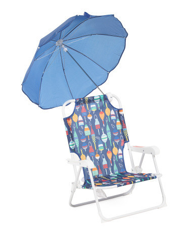 Toddler 18x22 Bouy Fun Beach Chair With Cup Holder And Umbrella | TJ Maxx