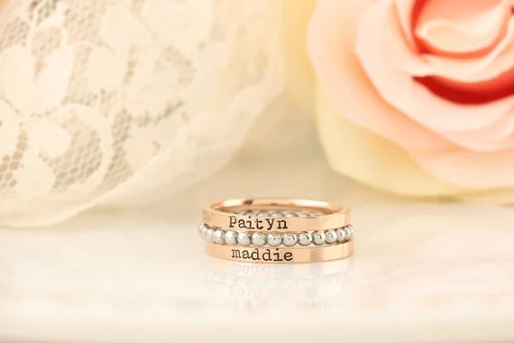 Skinny Stackable Ring / Personalized Rings / Mothers Rings / | Etsy | Etsy (US)