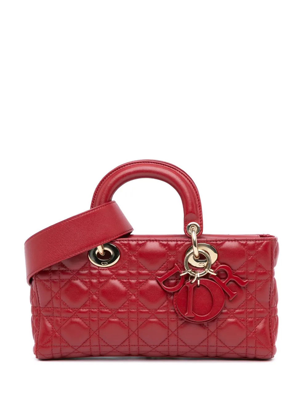 Christian Dior Pre-Owned 2016 Medium Lambskin Cannage Lady D Joy Satchel | Red | FARFETCH | Farfetch Global