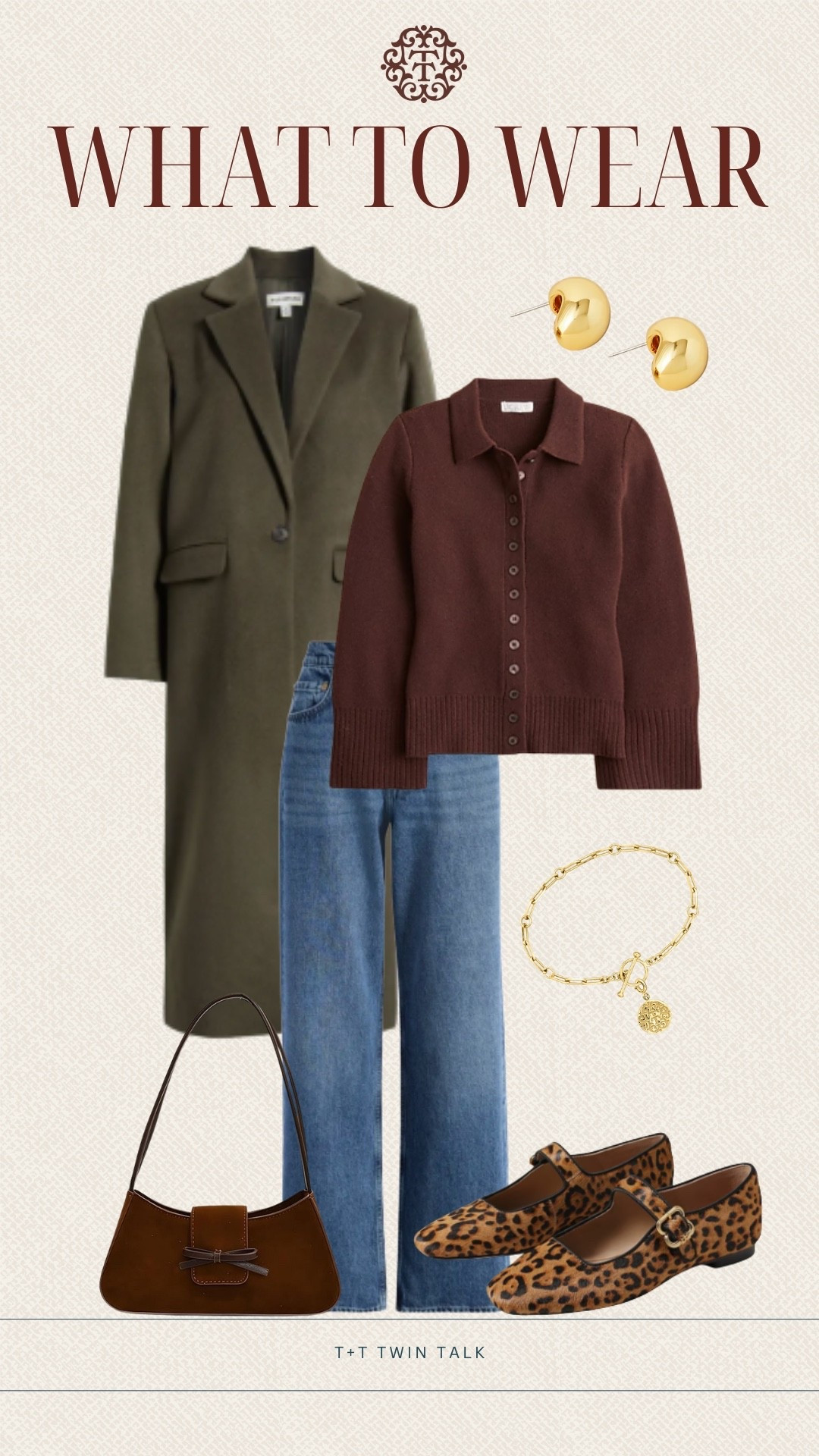 T+T, what to wear! We paired rag & bone jeans with a brown collared J.Crew top and a long coat from Nordstrom. We paired the look with gold jewelry and a cute bag from Amazon! 

#LTKOver40 #LTKMidsize #LTKSeasonal