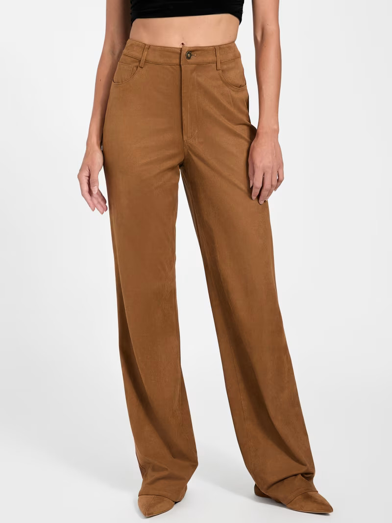 Aria Faux-Suede High-Rise Straight Pants | GUESS® Official Website | Guess (US)