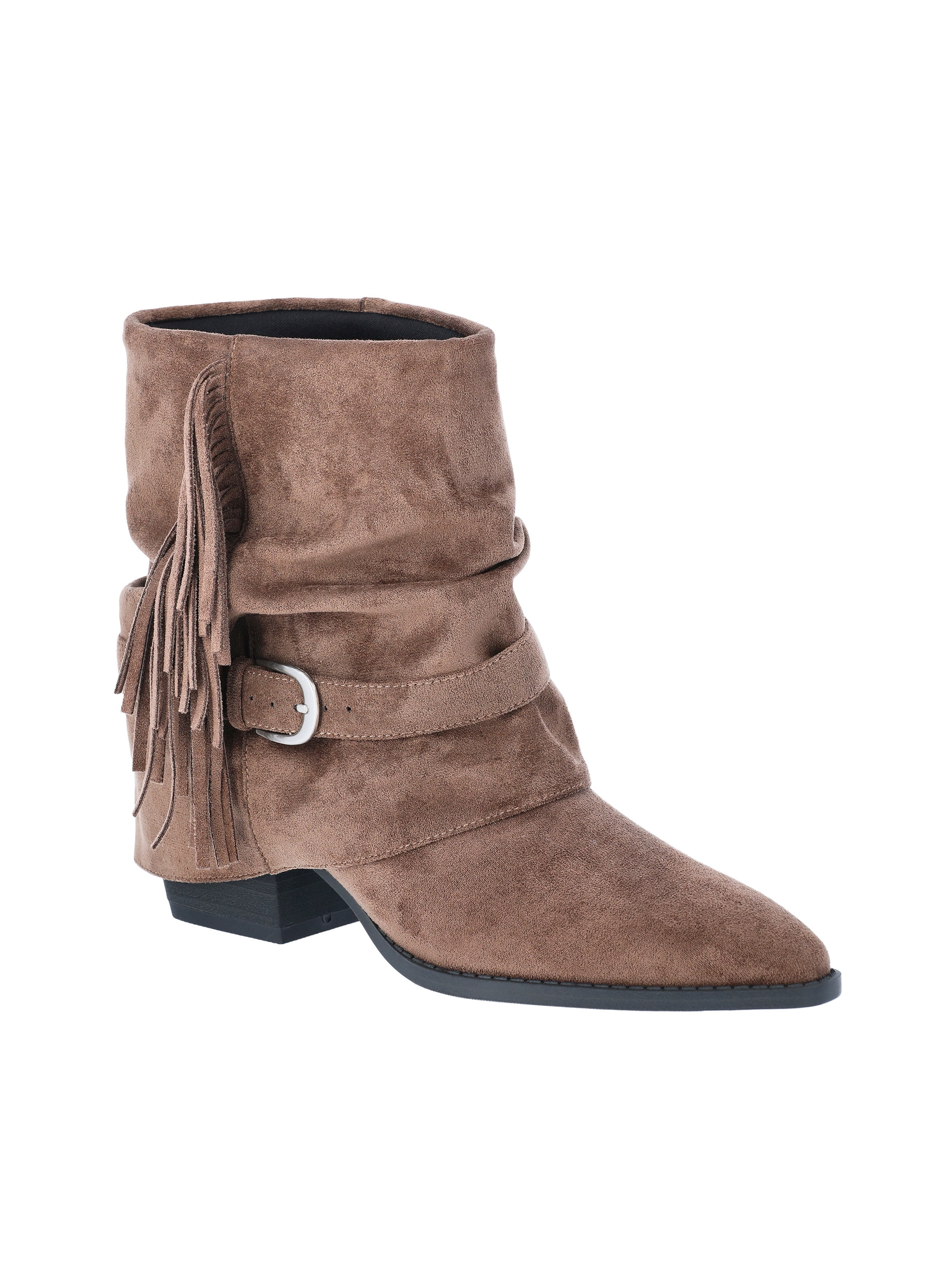 Time and Tru Women's Foldover Slouch Boots with Fringe | Walmart (US)