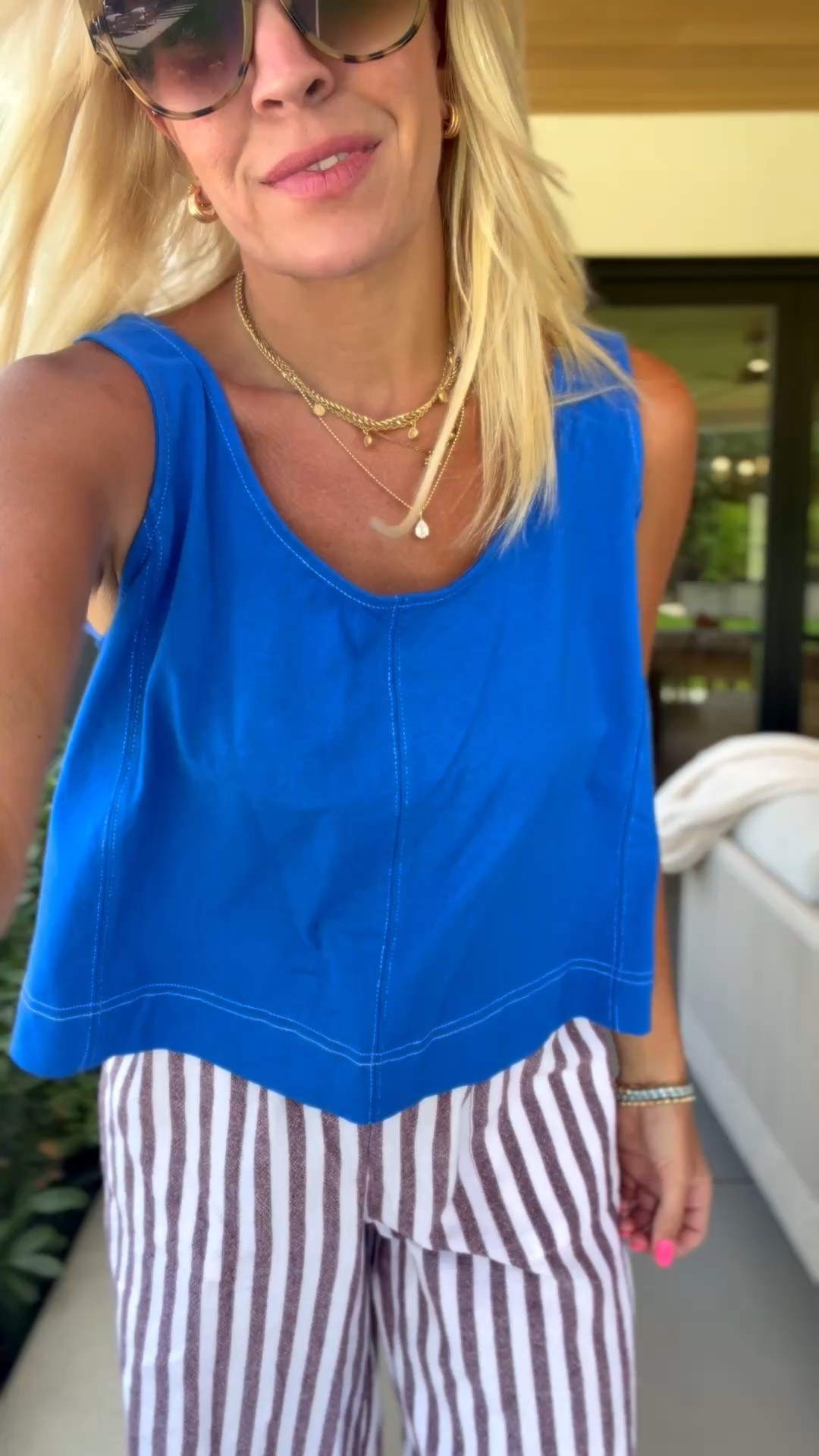 Here are those same pants paired with a blue tank!

#LTKootd #LTKgrwm #LTKmomlife