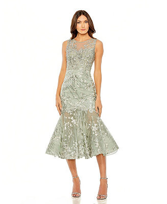 Women's Sleeveless Embroidered Detail Mermaid Dress | Macy's