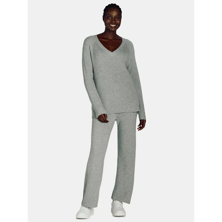 Time and Tru Woman's Long Sleeve Sweater and Pants Set, 2-Piece, Sizes XS-XXXL | Walmart (US)