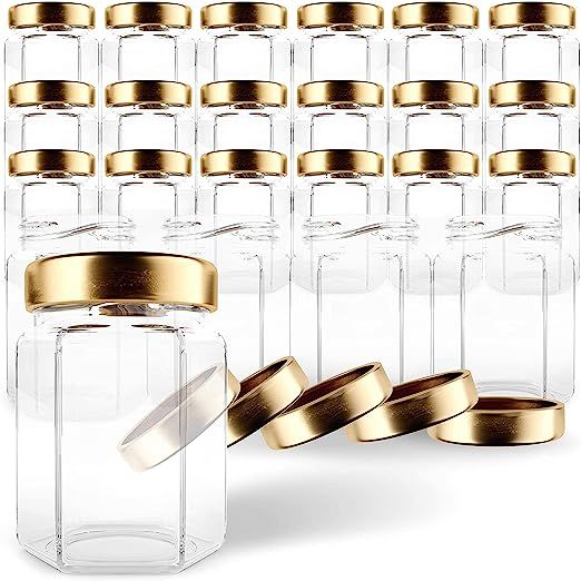 GoJars Hexagon Glass Jars 6oz Premium Food-grade. Mini Jars With Lids For Gifts, Wedding Favors, ... | Amazon (US)