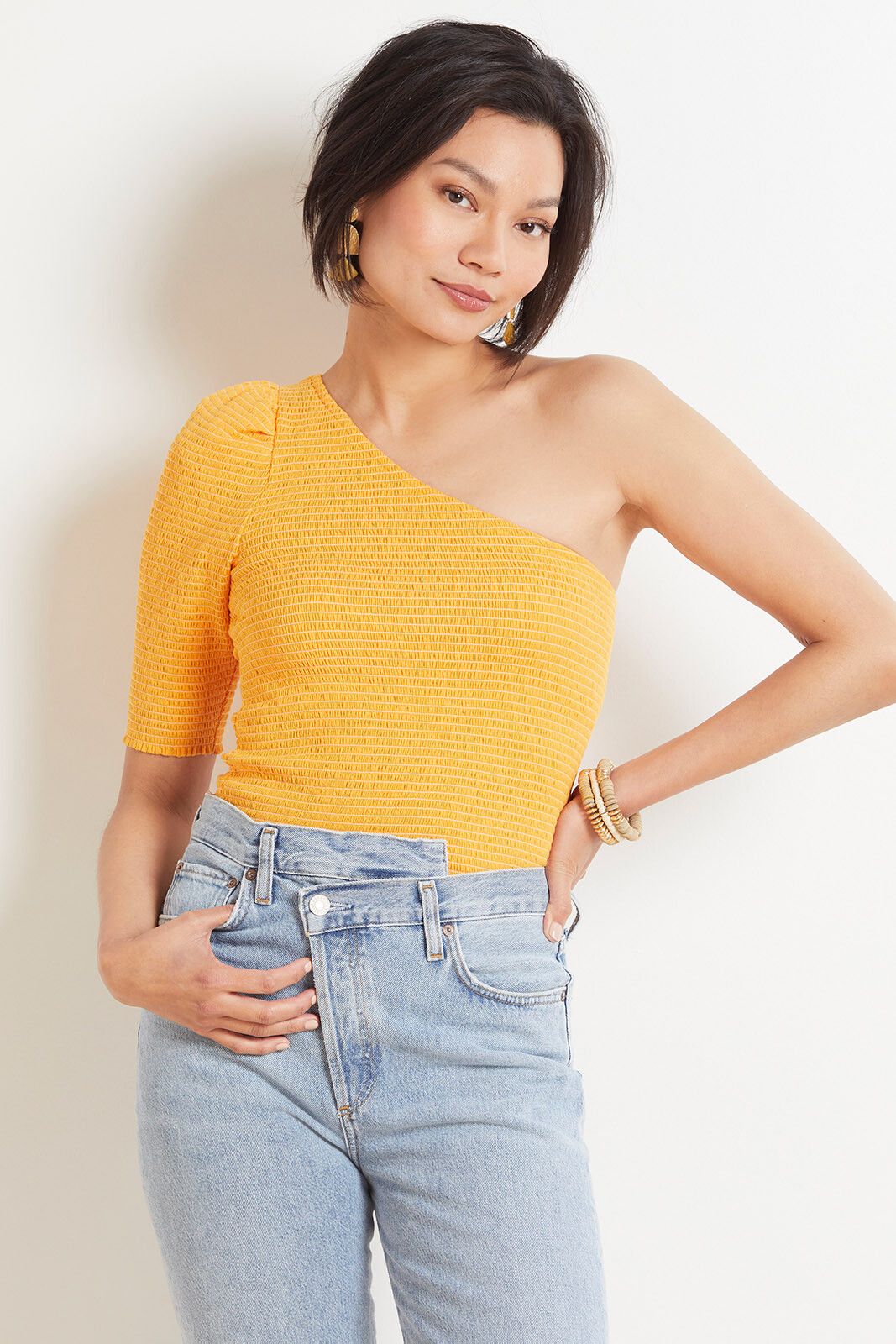 Nation Ltd  Kirstie Smocked One Shoulder Top | Evereve