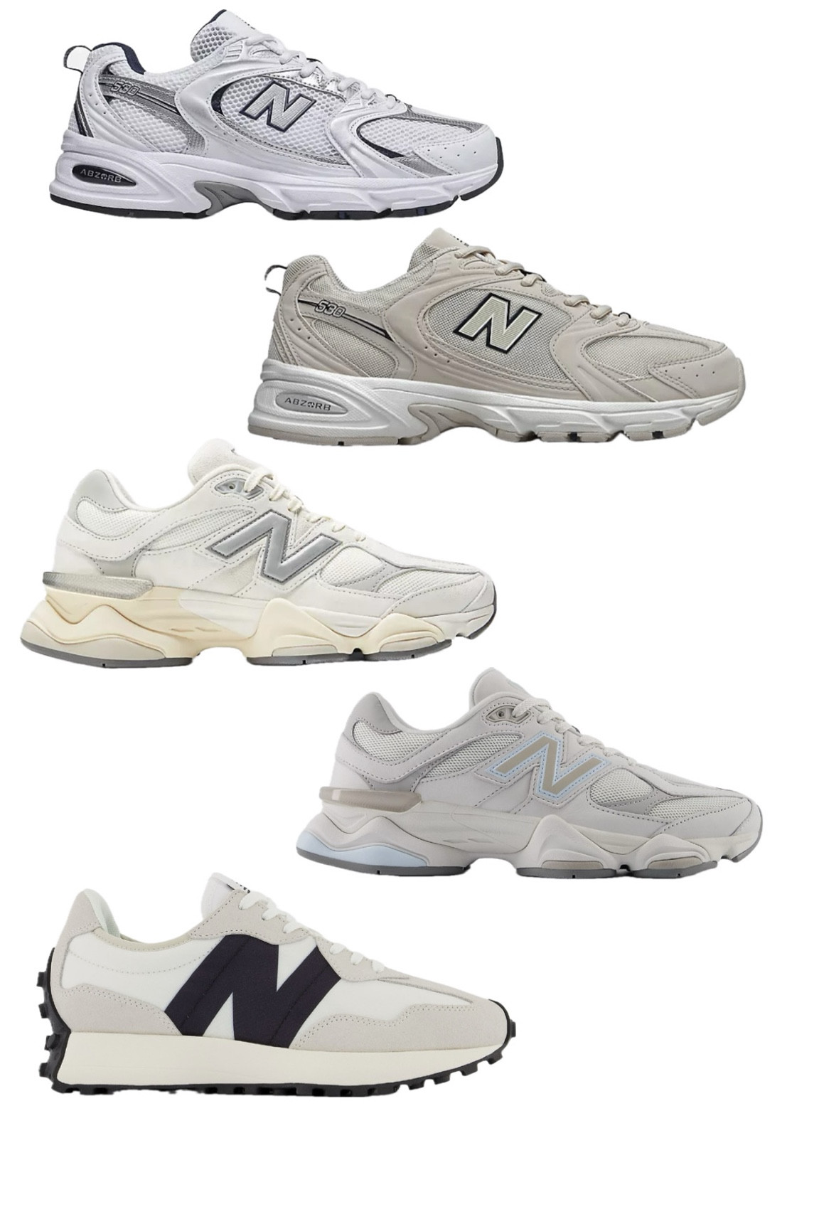 My latest shoe purchases
Size down half a size in the 530 (I wear a 7 I sized down to 6.5),
the 327 fit true to size;
Size down a full size in the 9060 (I wear a 7 purchased a 6). All of this only applies if ordering directly from the new balance website! 

#LTKfitness #LTKcanada #LTKwinter