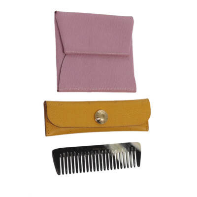 HERMES Coin Purse Leather 2Set Yellow Pink Auth 99237 | eBay | eBay US