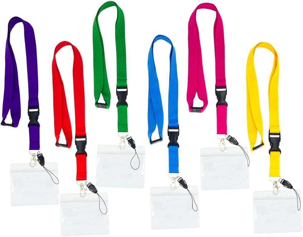 6 Pack Cruise Hall Pass Lanyards for Id Retractable Plastic Name Badges Key Card Holder Detachabl... | Amazon (US)