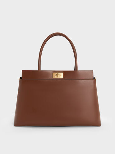 Lennie Top Handle Satchel Bag
    
         - Dark Brown | Charles & Keith US