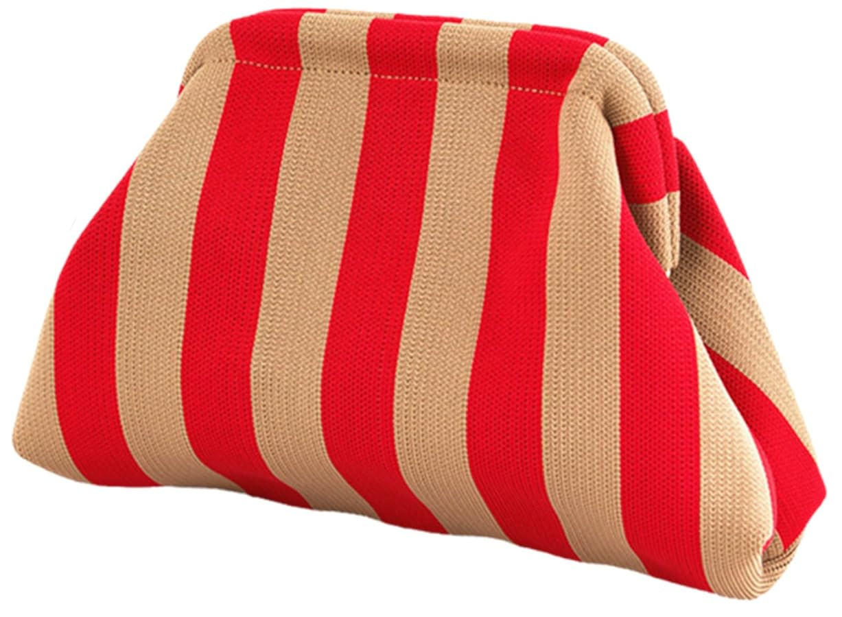 DIHKLCIO Clutch Purses for Women 2025 Summer Beach Woven Crochet Bag Dumpling Striped Ruched Clou... | Amazon (US)