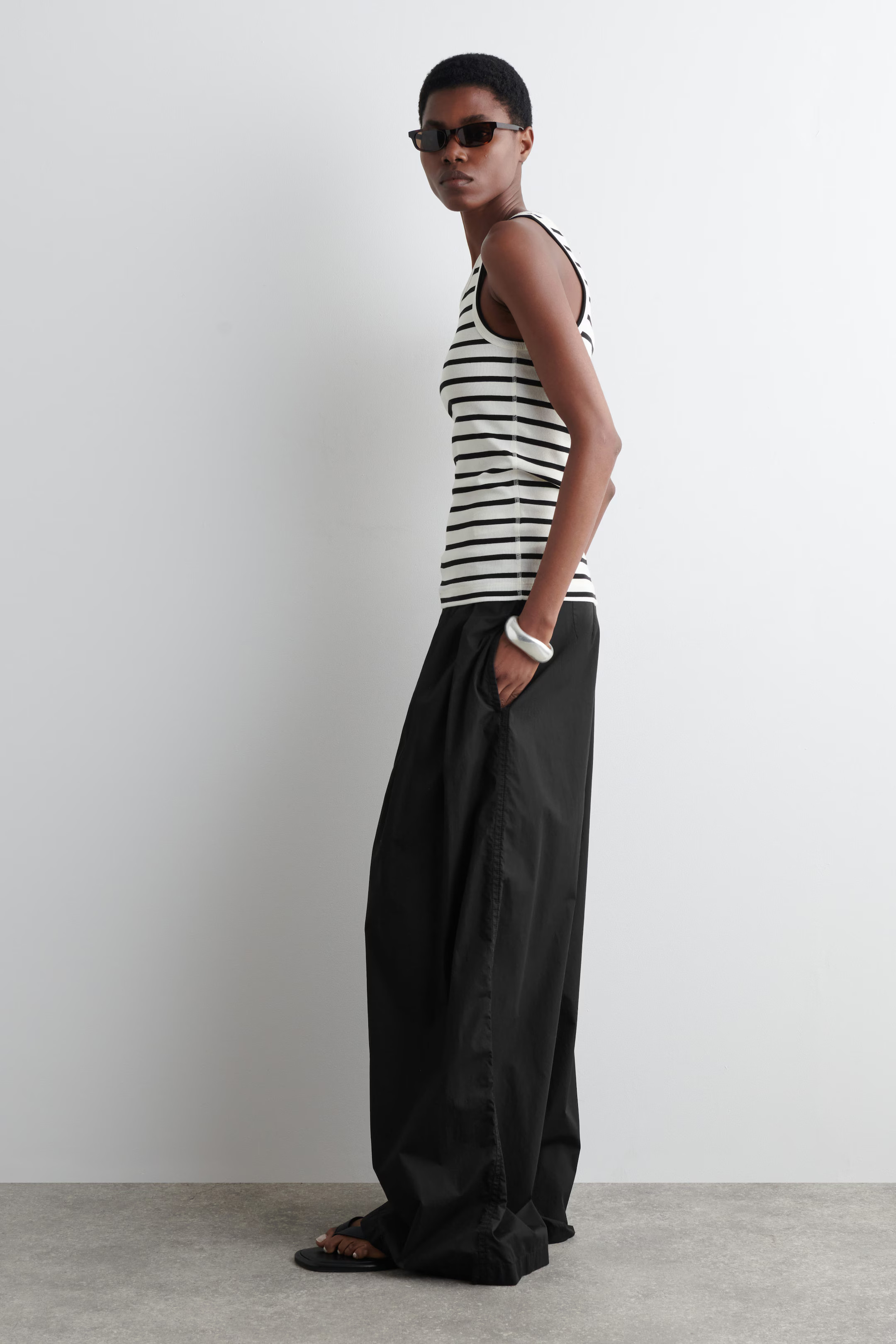 RIBBED TANK TOP - BLACK / WHITE / STRIPED | COS | COS (AU)