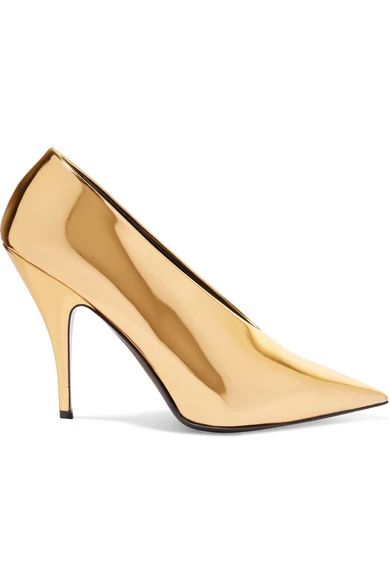 Stella McCartney - Faux Mirrored-leather Pumps - Gold | NET-A-PORTER (US)