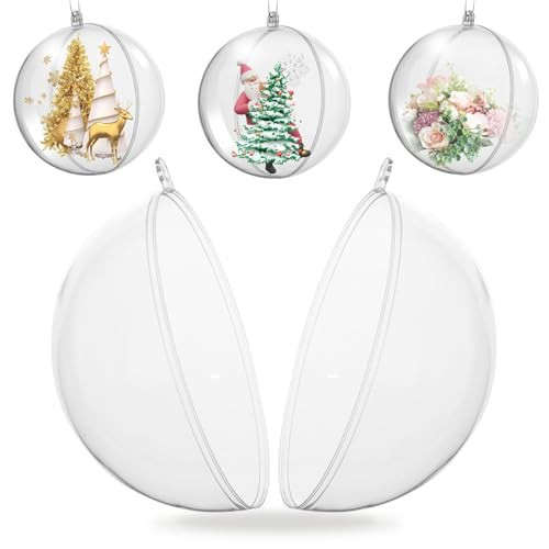 Koogel 20PCS Large Clear Ball Ornaments, 4inch Fillable Christmas Balls Shatterproof Ornament Baubles for DIY Crafts Christmas Wedding Party Decor | Amazon (US)