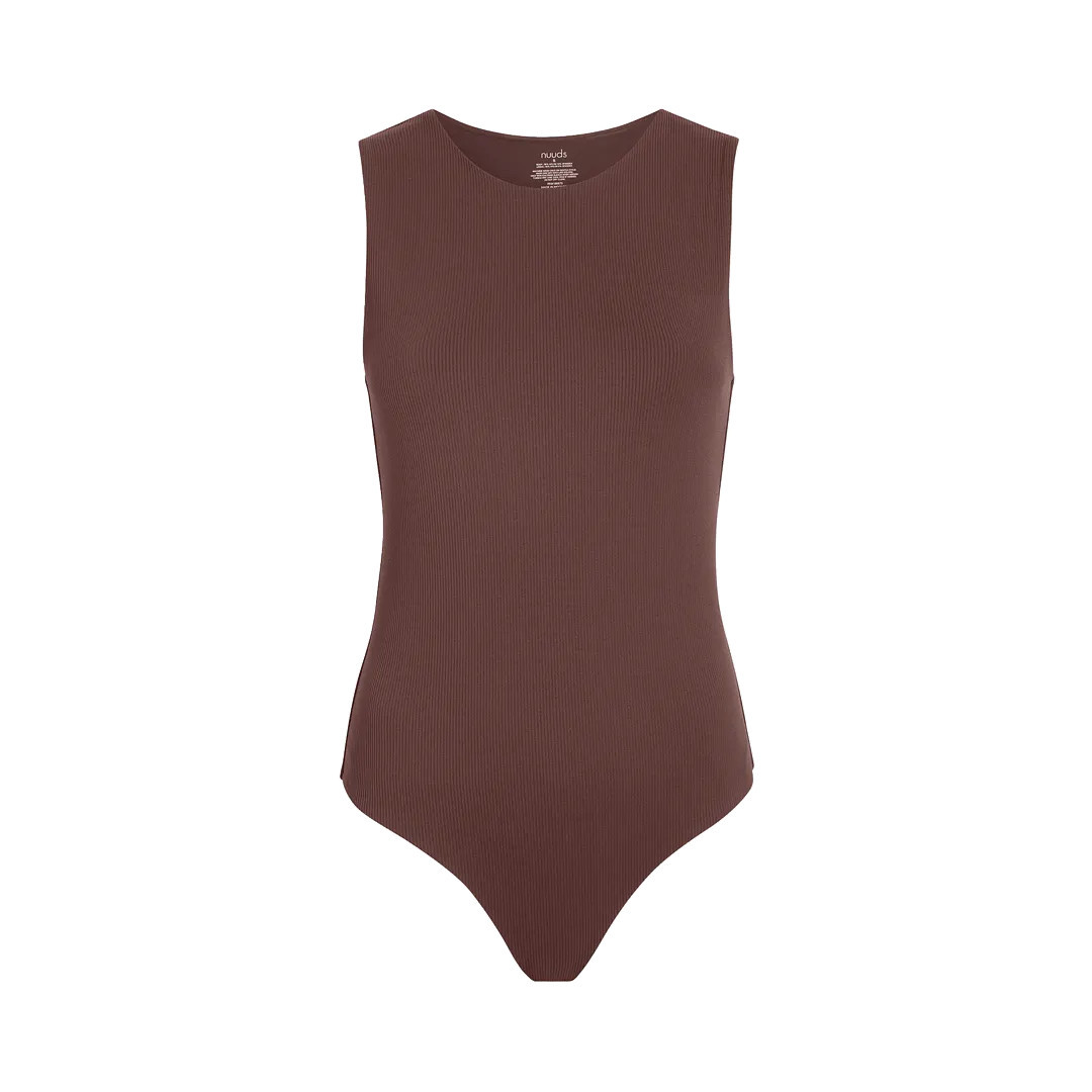 Women's Ribbed Crew Tank Bodysuit | Coffee - nuuds | nuuds