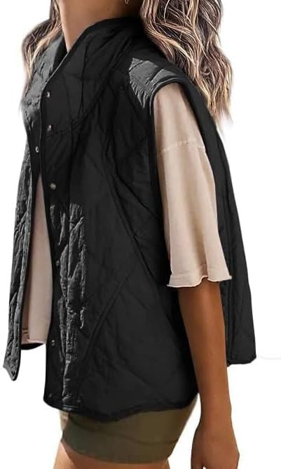 Veatzaer Womens Puffer Vest Cropped Quilted Stand Collar Lightweight Jacket Sleeveless Button Dow... | Amazon (US)