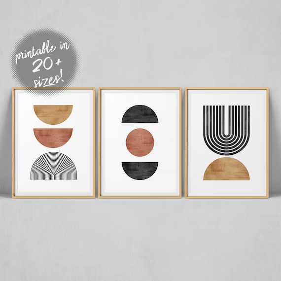 Geometric Art Print Set Of 3 Mid Century Modern Art Boho | Etsy | Etsy (US)