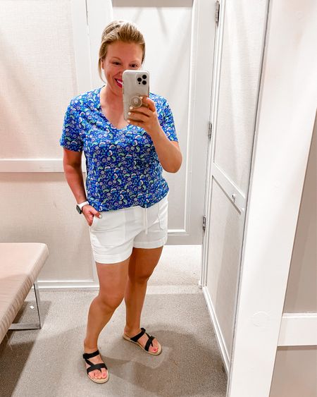 Pretty lightweight top and shorts! 
Top TTS - wearing large
Shorts size up if in between  - wearing size 12. 

Loft outfit
Curvy 

#LTKcurves #LTKunder50 #LTKsalealert