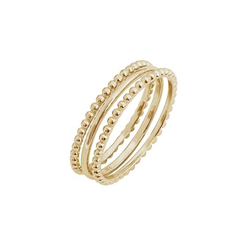 Amazon Essentials 23K Gold Plated Sterling Silver Stacking Ring Set of 3 Size 5, Yellow Gold | Amazon (US)