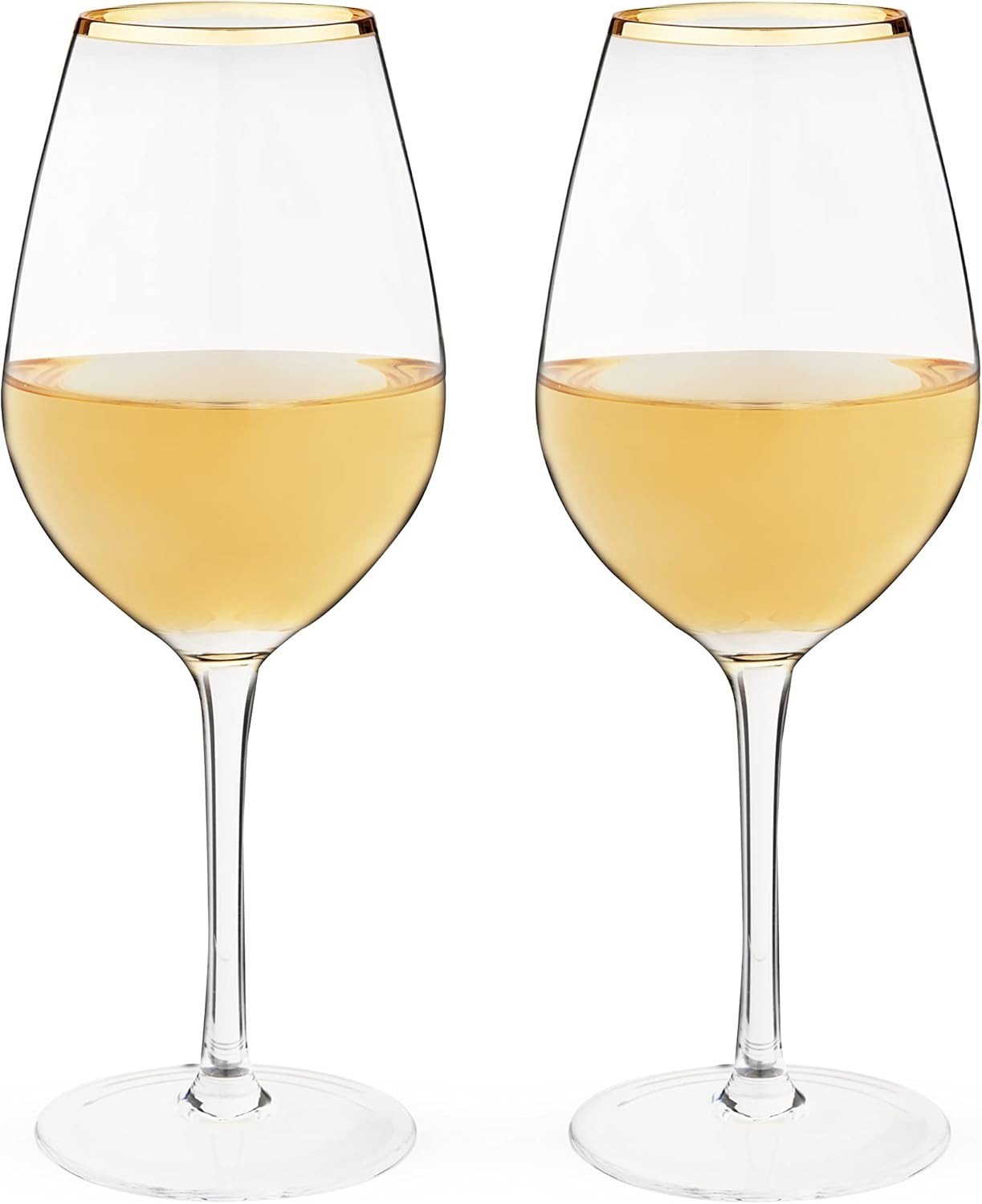 Twine Gilded Wine Glasses, Gold Rimmed Clear Wine Glass Set, Stemmed Wine Glasses, Set of 2, 14 O... | Amazon (US)