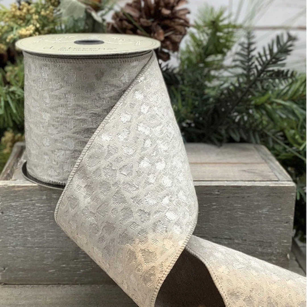 4 Jacquard Leopard Wired Ribbon Beige D. Stevens Fine - Etsy | Etsy (US)