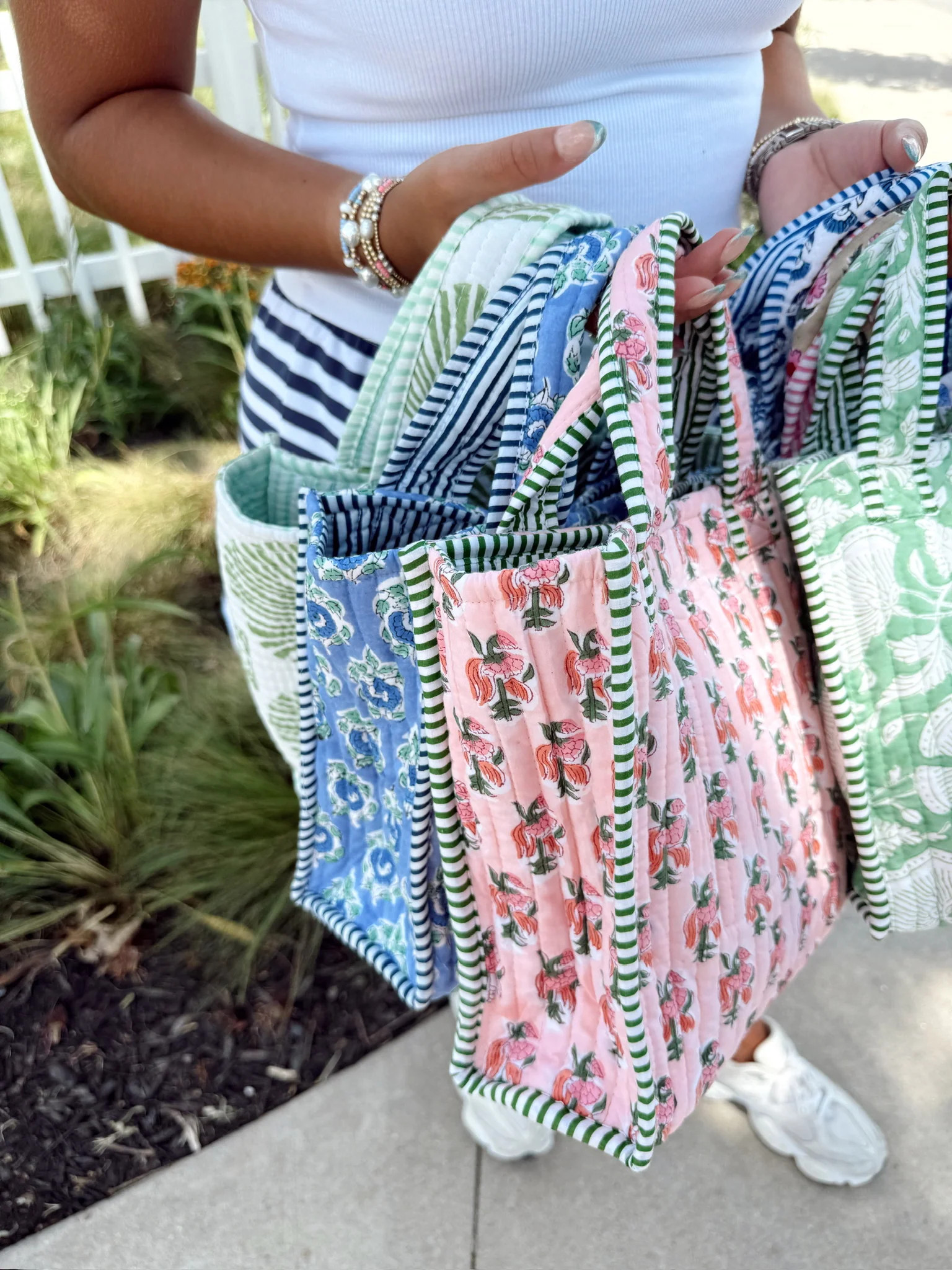 Quilted Block-Print Mini Tote Bag | KenzKustomz