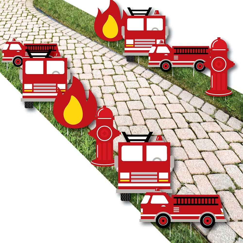 Fired Up Fire Truck - Lawn Decorations - Outdoor Firefighter Firetruck Baby Shower or Birthday Pa... | Amazon (US)