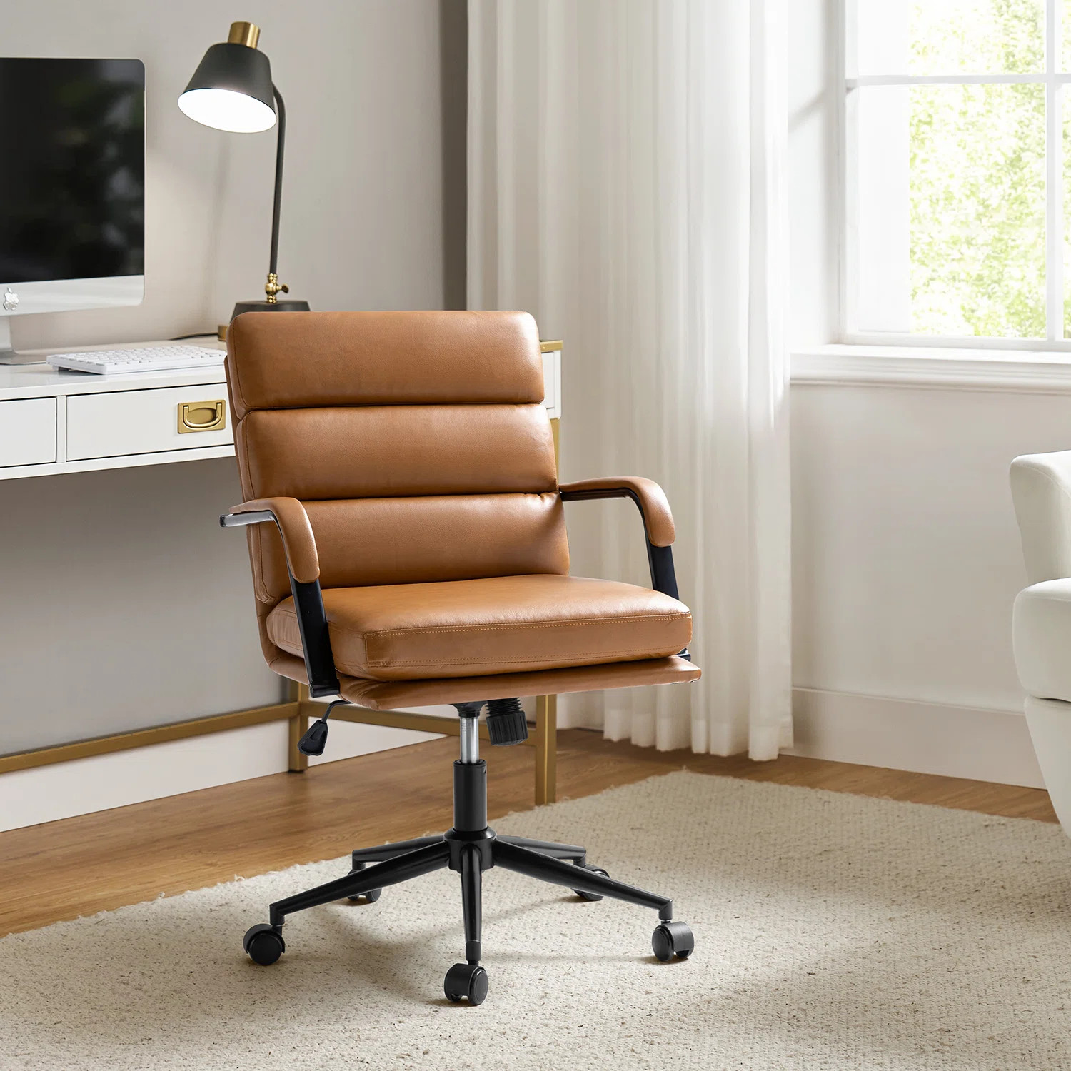 Anagrace Leather Upholstered Swivel Tilt Task Office Chair | Wayfair North America