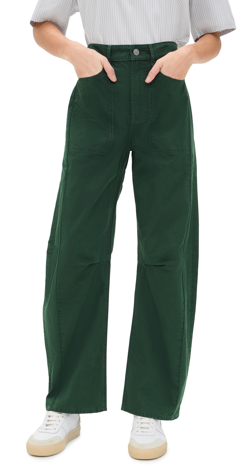 Veronica Beard Jean Sloan Barrel Leg Jeans Dark Hunter Green 26 | Shopbop