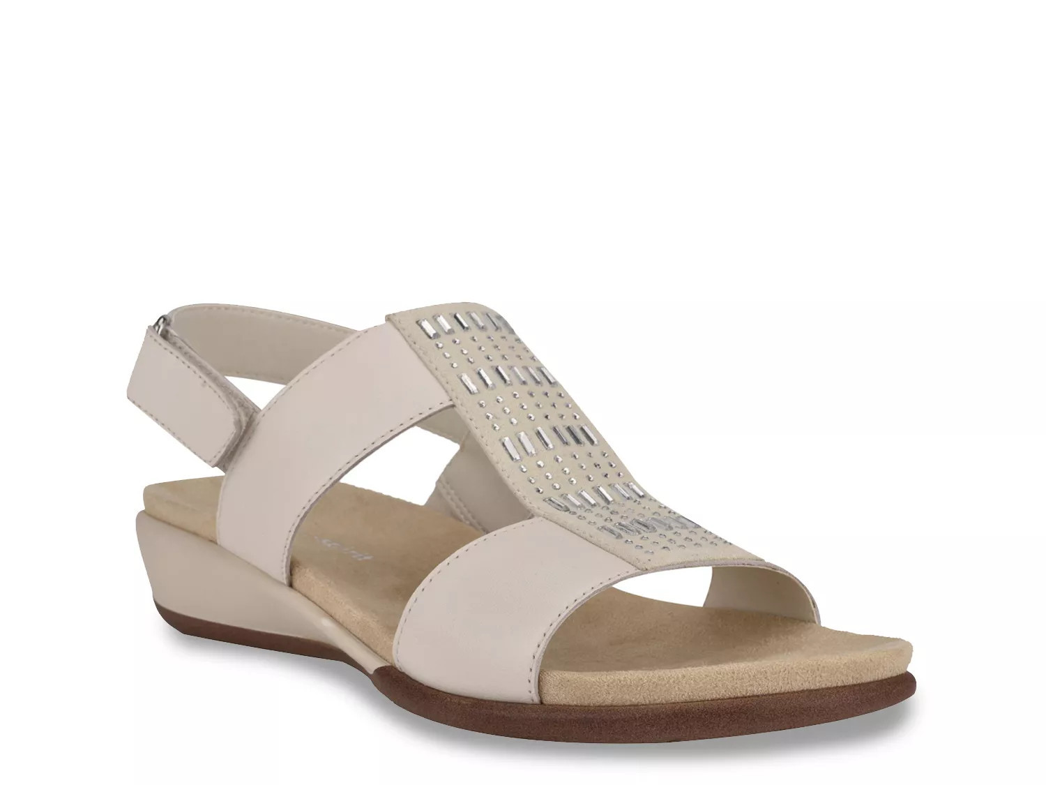 Easy Spirit Extra Wide Width Hazel Wedge Sandal | Women's | Off White | Size 9.5 | Sandals | T-Strap | DSW