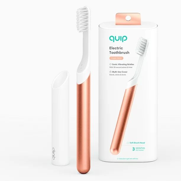 quip Electric Toothbrush, Built-In Timer + Travel Case, Copper Metal - Walmart.com | Walmart (US)