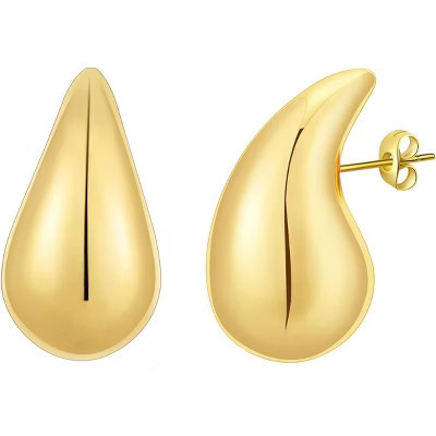 Chunky Gold Hoop Earrings for Women, Dupes Earrings Lightweight Waterdrop Hollow Open Hoops, Hypoallergenic Gold Plated Earrings Fashion Jewelry | Target